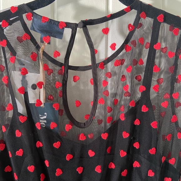 NWT ModCloth from Nordstrom Black & Red Heart Dress Size Small - Picture 7 of 13